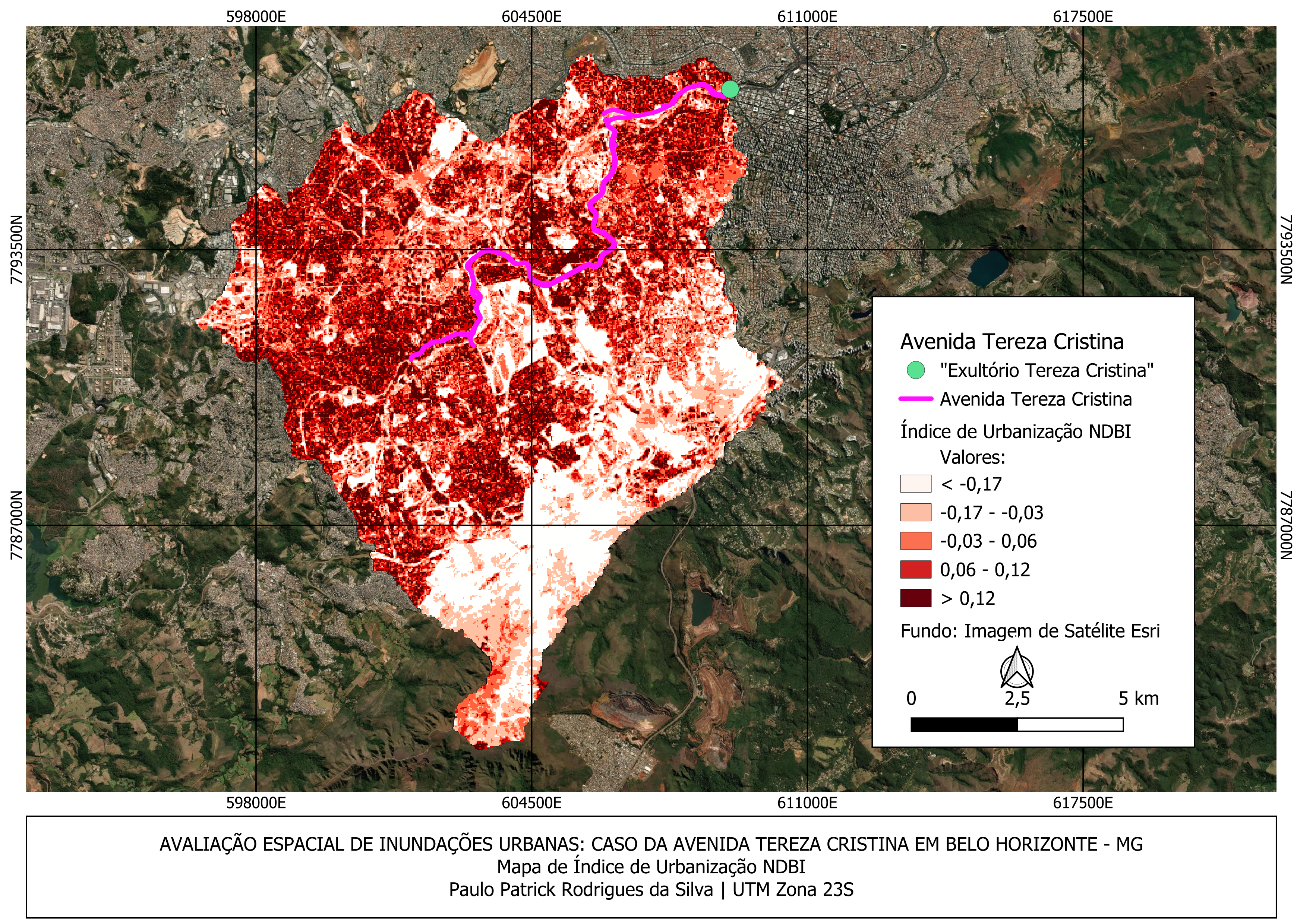 Mapa de NDBI da região